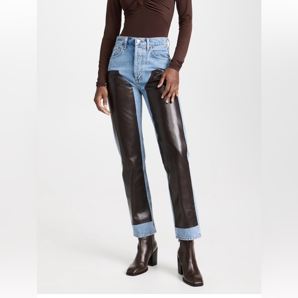 NWT Agolde Ryder Two-Tone Blue and Black Straight Leg Jeans - Picture 3 of 14